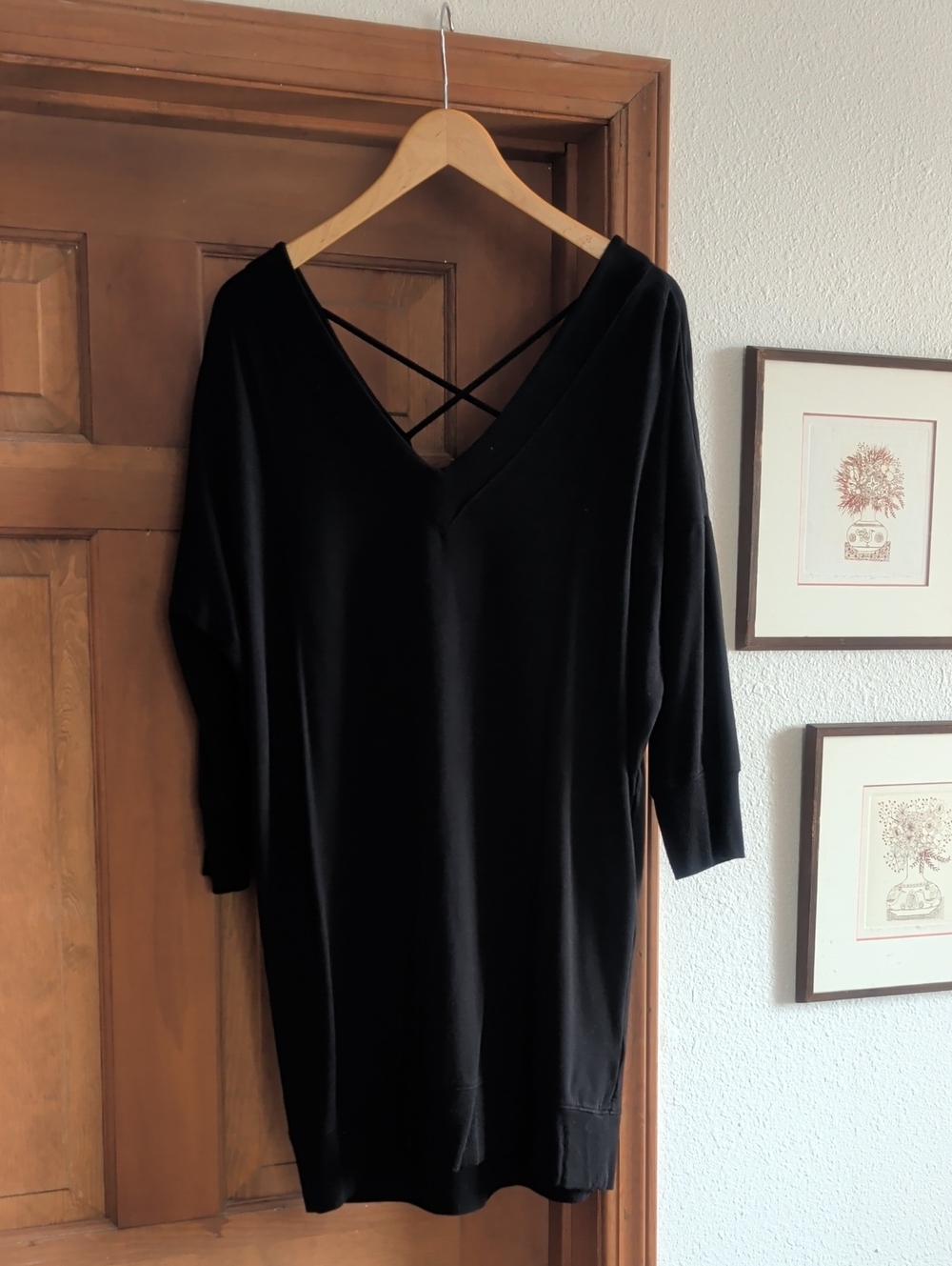 Express Buttery Soft Black Backless V-Neck Dress with Crisscross Straps